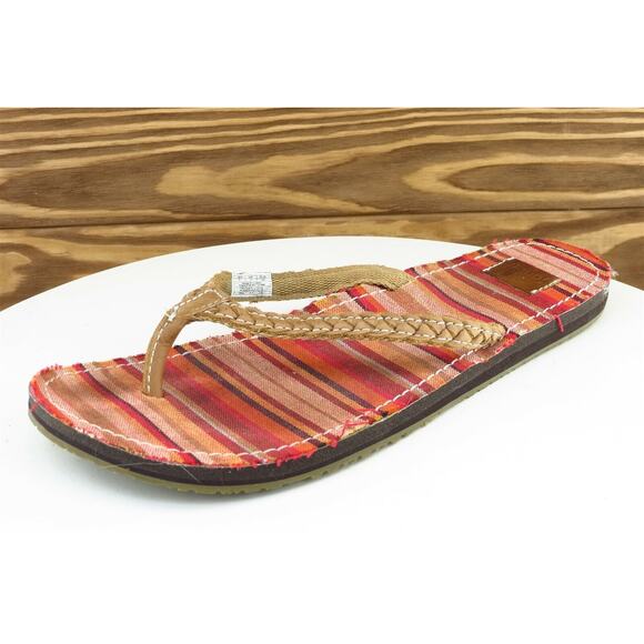 Sanuk Sz 7 M Red Flat‎ Fabric Women Sandals 1113 - Picture 1 of 7